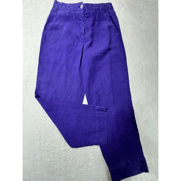 OSKA 100% Linen Purple Straight Leg Relaxed Women’s SZ 8 Resort Cruise - Picture 1 of 5
